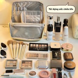 Túi Đựng Đồ Makeup Du Lịch Kèm Gương Tiện Lợi, Túi Trang Điểm Chất Liệu Da Chống Thấm Nước Snowly 3