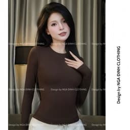 Áo thun nữ dài tay cổ tròn lót lông thỏ NGA ĐINH CLOTHING áo giữ nhiệt ôm body chất cotton cao cấp mềm mịn co dãn 6