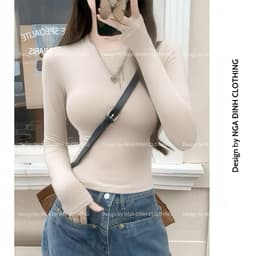 Áo thun nữ dài tay cổ tròn lót lông thỏ NGA ĐINH CLOTHING áo giữ nhiệt ôm body chất cotton cao cấp mềm mịn co dãn 8