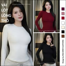 Áo thun nữ dài tay cổ tròn lót lông thỏ NGA ĐINH CLOTHING áo giữ nhiệt ôm body chất cotton cao cấp mềm mịn co dãn 1