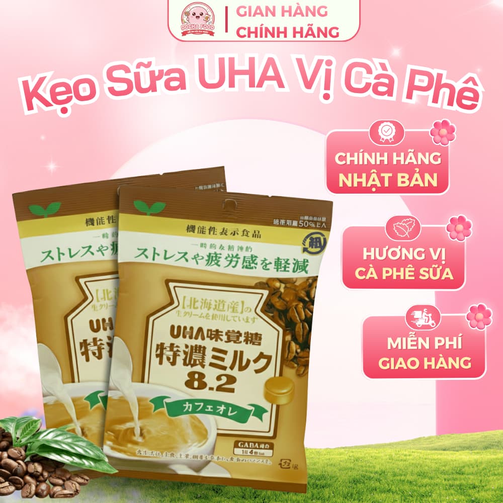 Kẹo Sữa UHA Vị Cà Phê 90g, Kẹo Sữa Nhật Thơm Béo, Đậm Đà Hương Cà Phê