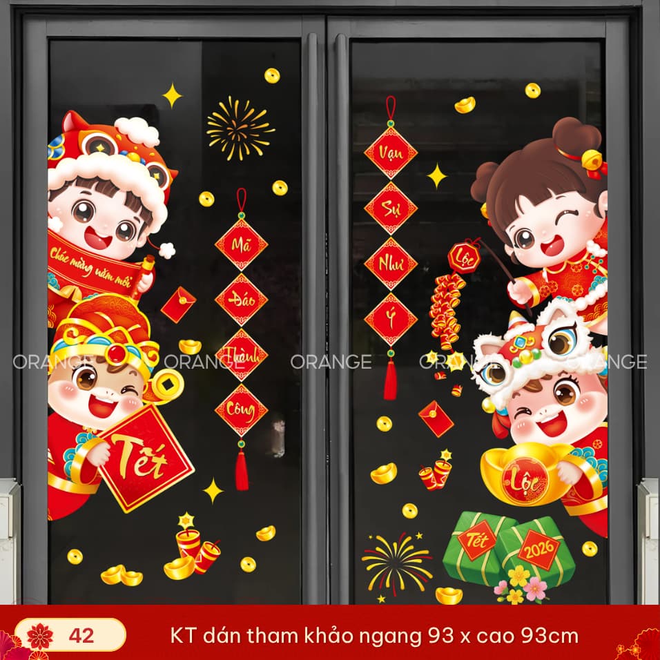 Decal Tết 2026 hít tĩnh điện dán cửa kính không keo dễ dán gỡ 42