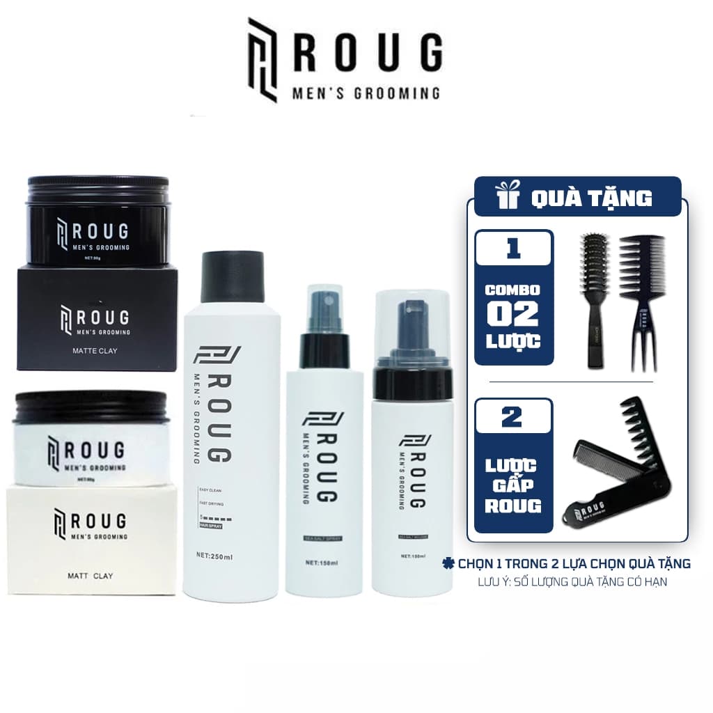Sáp vuốt tóc nam Roug đen, Roug trắng, Sea Salt Spray, Mousse, Hair Spray chính hãng Men's Grooming