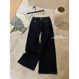 [𝑻𝒉𝒆𝑴𝒂𝒚 x 𝐖𝐆𝐖𝐄] Quần Jean Suông WG.WE 7436, Quần Jean Nữ Ống Rộng Lưng Cao Phối Túi Trước Co Giãn Giúp Tôn Dáng 3