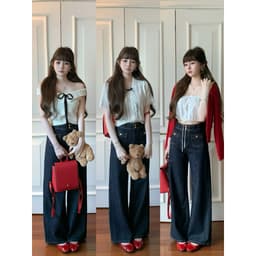 [𝑻𝒉𝒆𝑴𝒂𝒚 x 𝐖𝐆𝐖𝐄] Quần Jean Suông WG.WE 7436, Quần Jean Nữ Ống Rộng Lưng Cao Phối Túi Trước Co Giãn Giúp Tôn Dáng 9