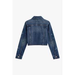 Áo khoác jean croptop nữ GENVIET JEANS 1 lớp in chữ vải denim cao cấp tôn dáng thanh lịch basic 9061 8