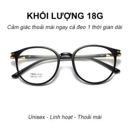Gọng kính cận thời trang nam nữ NARO EYEWEAR dáng tròn nhựa TR90 dẻo, siêu nhẹ thời trang - 8125 3