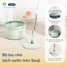 Bộ Cây Lau Nhà Tách Nước Souji | Xoay 360°, Tách Nước Sạch & Bẩn Thông Minh, Chất Liệu Cao Cấp 9
