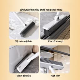 Cây Chà Sàn Nhà Tắm 2 Trong 1 Kèm Gạt Nước Cán Dài 100cm Xoay 180 Độ Thông Minh 4
