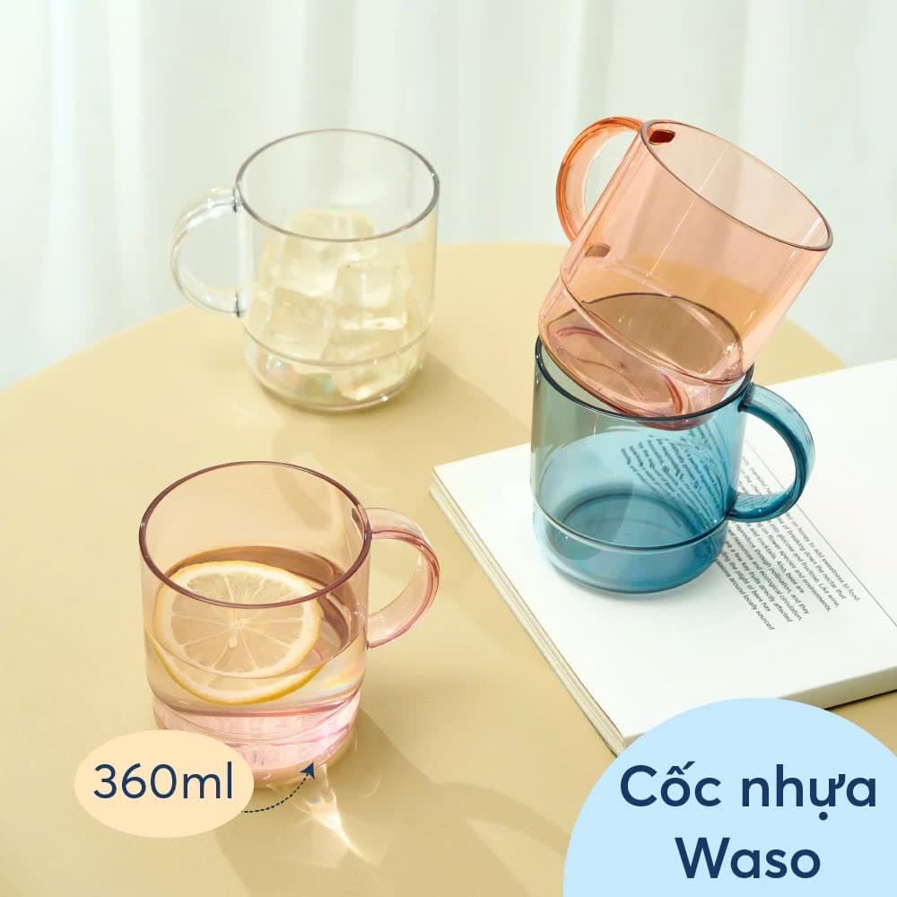 Cốc Nhựa Waso Inochi |Nhựa Cao Cấp An Toàn, Trong Suốt, Bền Đẹp, Màu Sắc Sang Trọng (360ml – 490ml)