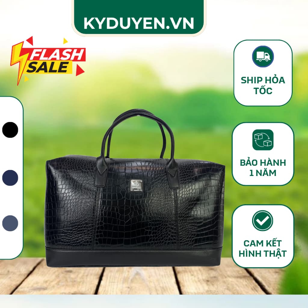Túi Du Lịch Da Thật Cao Cấp Đen, Nâu, Vân Cá Sấu – Da Thật 100% – Kiểu Dáng Sang Trọng, Đựng Laptop, Du Lịch, Công Sở