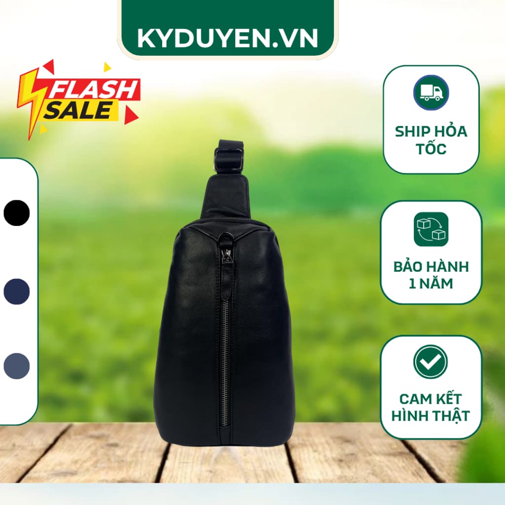 Túi Đeo Chéo Da Nam Cao Cấp HT – Thiết Kế Đơn Giản, Chất Liệu Da Thật Mềm Mịn, Màu Đen Nam Tính Sang Trọng