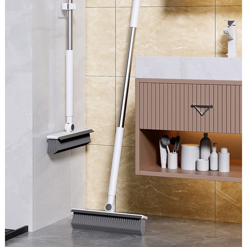 Cây Chà Sàn Nhà Tắm 2 Trong 1 Kèm Gạt Nước Cán Dài 100cm Xoay 180 Độ Thông Minh