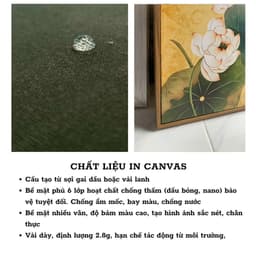 Tranh treo tường in canvas cô gái bên hoa sen khung cao cấp 2cm theo yêu cầu 3