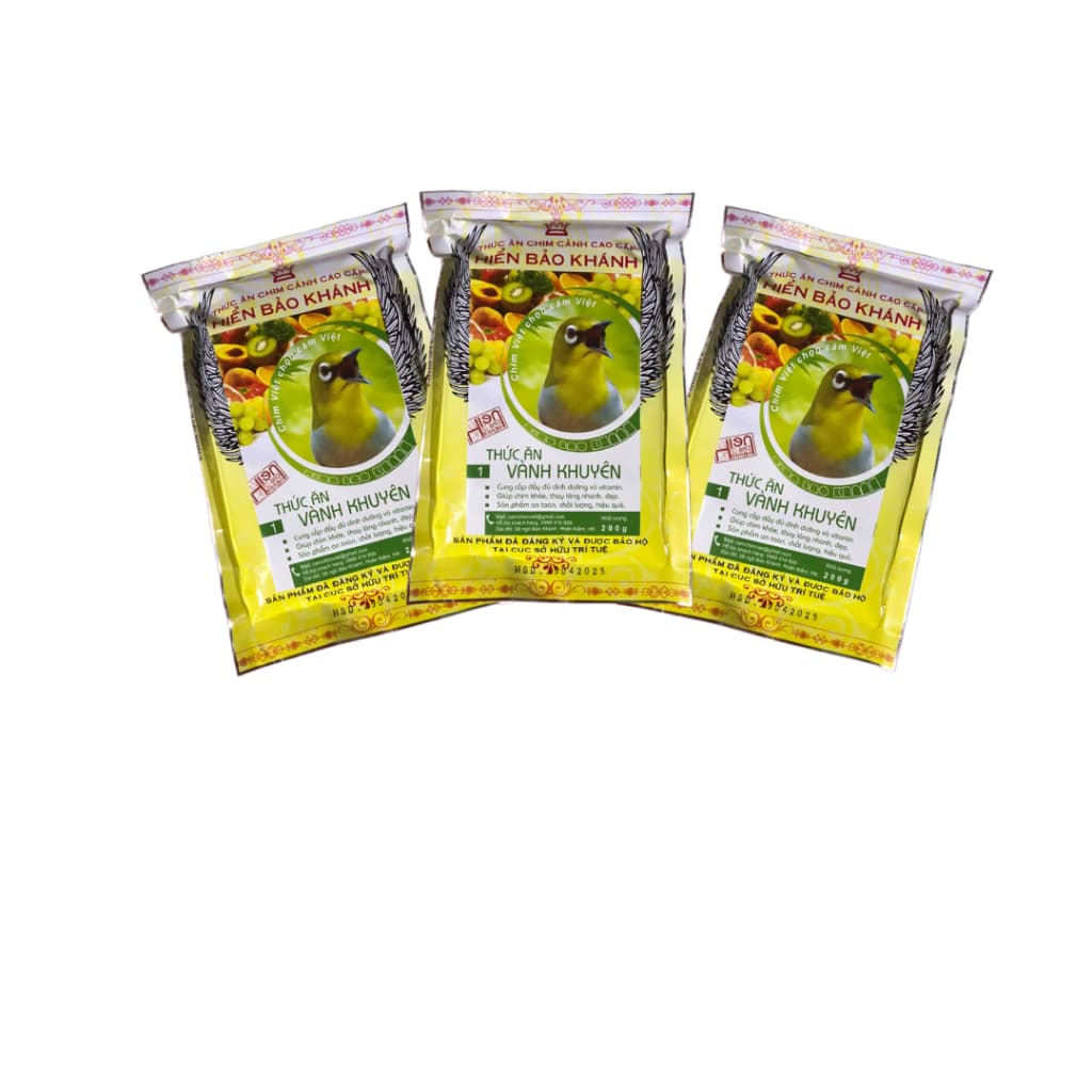 Combo 3 Gói Cám Chim Khuyên 200Gr Hiển Bảo Khánh số 1 Giúp Chim Lên Lửa Căng Líu