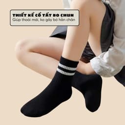 Sét 10 Đôi Tất Cotton Cổ Cao Kẻ Sọc Đen Trắng Cho Bé Trai Bé Gái Từ 1-12 Tuổi te133 6