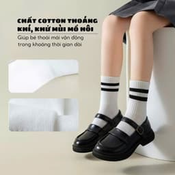 Sét 10 Đôi Tất Cotton Cổ Cao Kẻ Sọc Đen Trắng Cho Bé Trai Bé Gái Từ 1-12 Tuổi te133 7