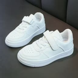 Giày thể thao trẻ em ALH màu trắng cho bé trai bé gái Giày sneaker trẻ em quai dán chống trượt C19 6