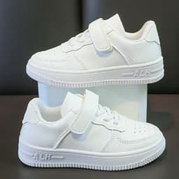 Giày thể thao trẻ em ALH màu trắng cho bé trai bé gái Giày sneaker trẻ em quai dán chống trượt C19 5