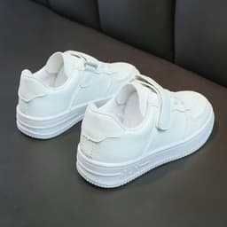 Giày thể thao trẻ em ALH màu trắng cho bé trai bé gái Giày sneaker trẻ em quai dán chống trượt C19 8