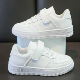 Giày thể thao trẻ em ALH màu trắng cho bé trai bé gái Giày sneaker trẻ em quai dán chống trượt C19 9