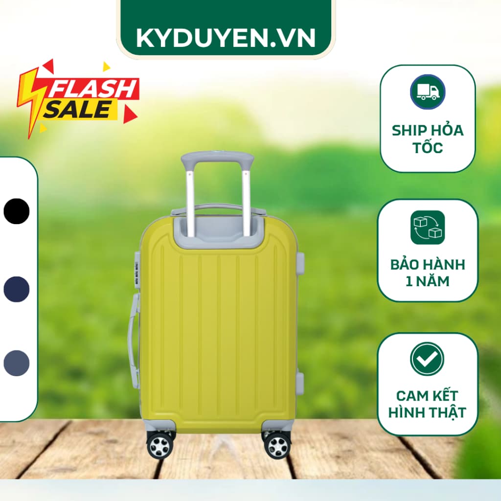 Vali kéo du lịch Size 20, vali nhựa ABS+PC chống trầy xước, bánh xe 360 độ, khoá số an toàn