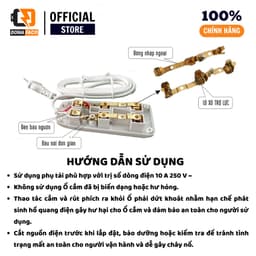 Ổ cắm điện kéo dài 2 ngả liền dây VINAKIP mini 2m 3m chống giật chịu tải bảo hành 1 năm chính hãng 3
