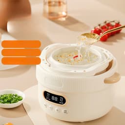 Nồi Nấu Chậm 1,5L Nineshield KB-NC02 Chính Hãng - Nấu Cháo, Hầm, Hấp, Chưng Yến Cho Bé Ruột Sứ Tráng Men, Bảo Hành 12 Th 8