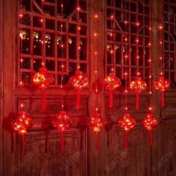 Đèn Thả Mành 10 Dây Lồng Đèn Tròn Nháy Trang Trí 1