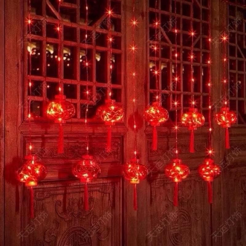 Đèn Thả Mành 10 Dây Lồng Đèn Tròn Nháy Trang Trí