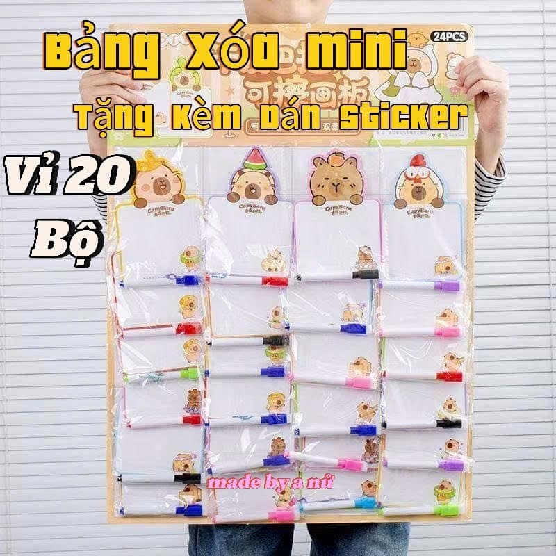 (Tặng Kèm Dán Sticker)Vỉ 20 Chiếc Bảng Viết Vẽ Tự Xóa Thông Minh Có Kèm Bút