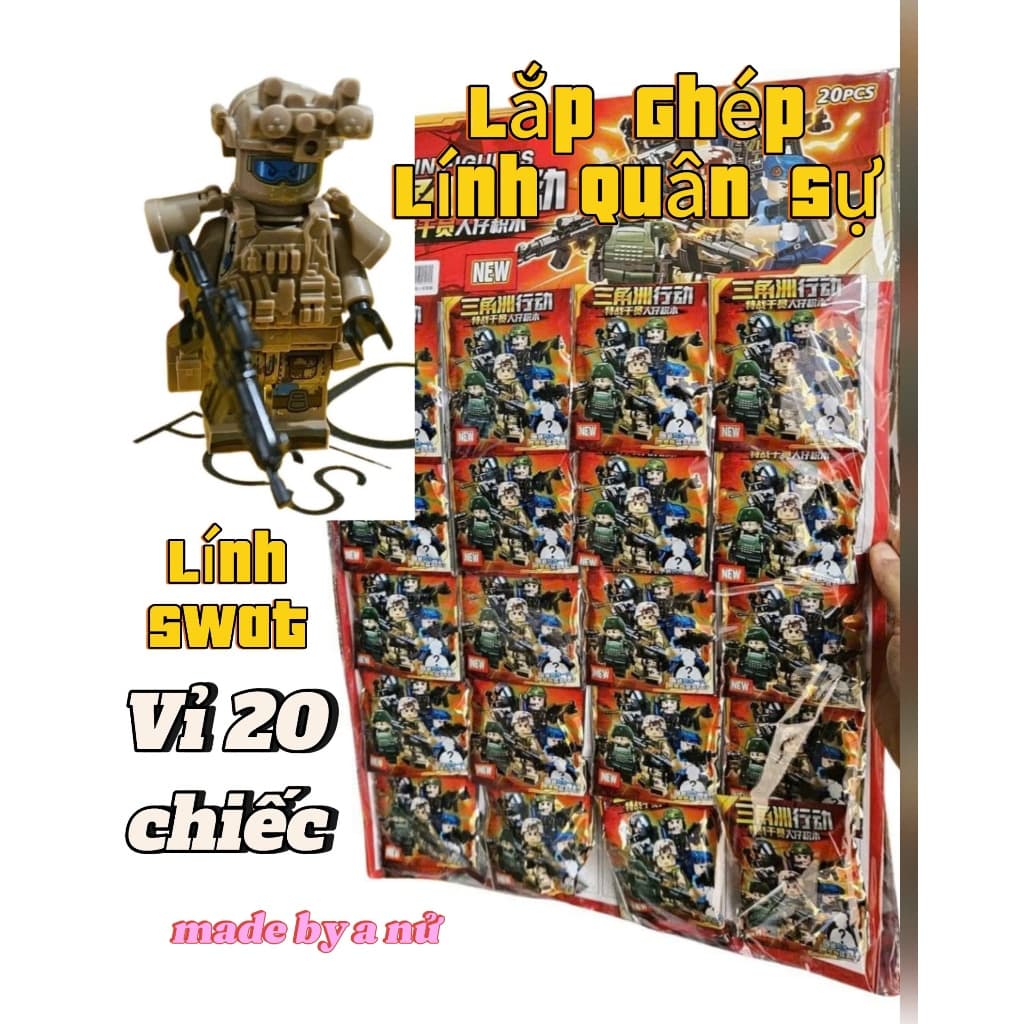 (Ngẫu Nhiên) Vỉ 20 Chiếc Mô Hình Lính Chiến Đấu Cực Ngầu Cho Bé