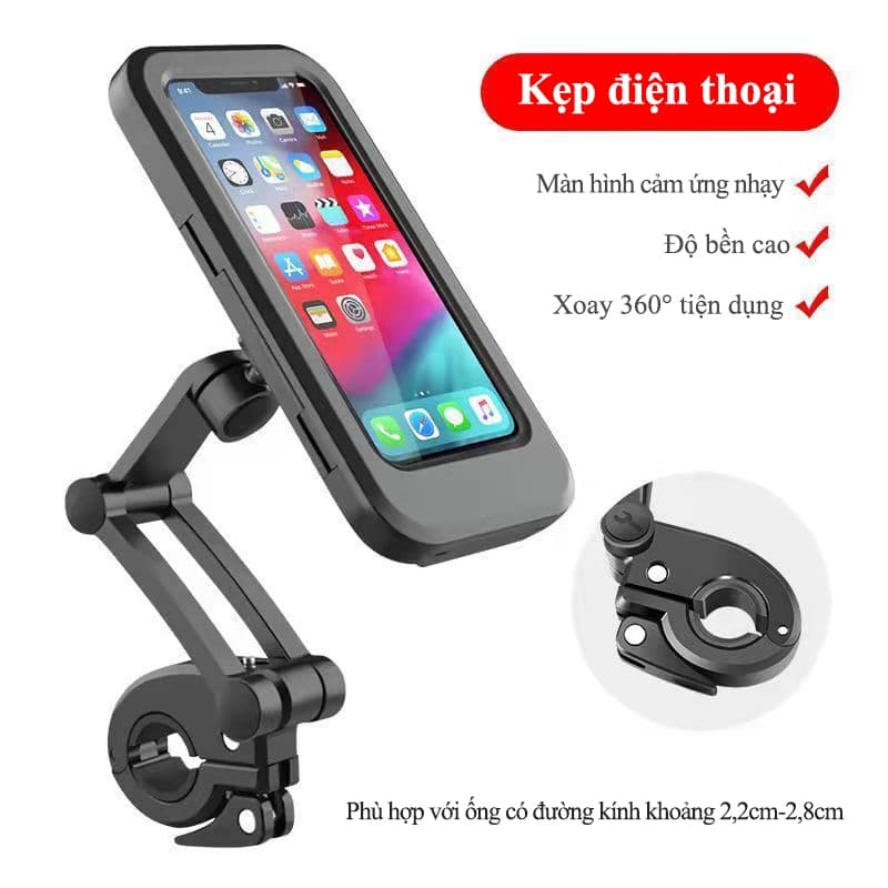 Giá đỡ điện thoại gắn xe máy, gắn xe đạp chống nước chống rung an toàn chắc chắn tiện lợi tk1511