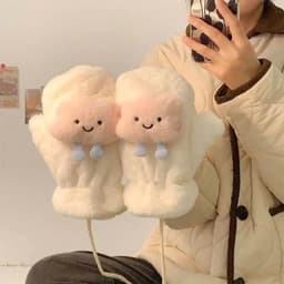 Găng tay bông lót lông giữ ấm Bao tay lông mịn kiểu dáng đáng yêu, ngộ nghĩnh cho nữ 4