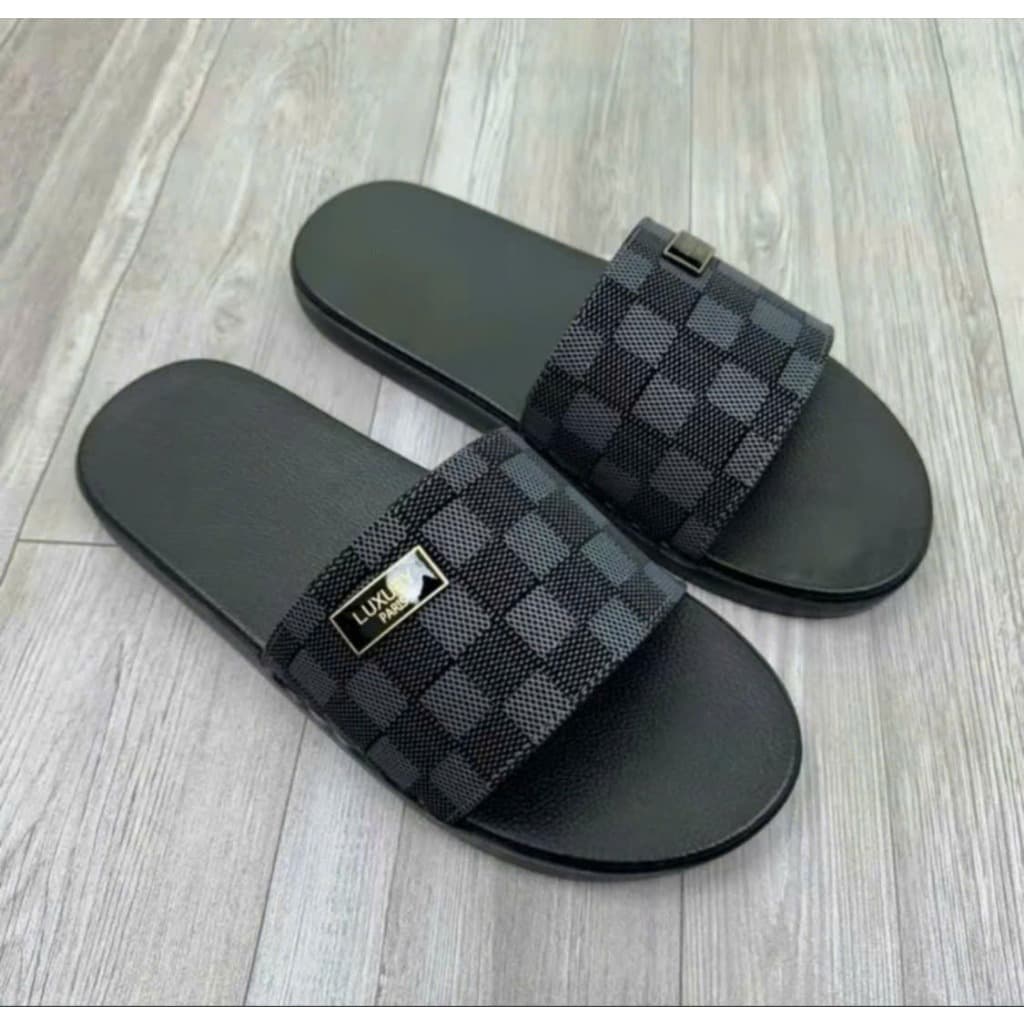Dép luxury nam nữ bản khâu xuyên đế đẹp mẫu ô ca rô form basic dễ phối đồ - dép da, dép quai ngang, dép lê, dép boy phố.