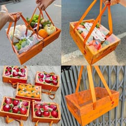 5 Hộp Nắp Mica Quai Xách Đựng Giỏ Hoa Quả, Đựng Giỏ Trái Cây (Đựng 2-3 kg Quả) 1