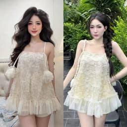 Set Áo 2 Dây Ren QC Tiểu Thư Kèm Quần, Đầm Babydoll Ren Hoa Dáng Xòe Đi Chơi Anan.clothing4 2