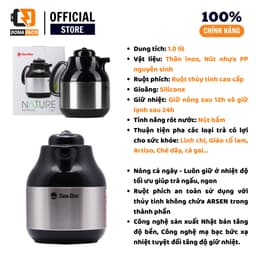 Phích pha trà Rạng Đông 1 lít inox RD 1055 ST1 có lưới lọc, ruột thủy tinh giữ nhiệt cao cấp 5