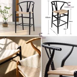Ghế Bar Wishbone CORIHOME Được Chế Tác Với Ghế Cói Và Khung ỗ chắc Chắn 4