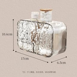 Hộp đựng bông tẩy trang 2 ngăn treo tường trong suốt vân sần STORAGE sang trọng decor phòng tắm (kèm miếng dán) 8