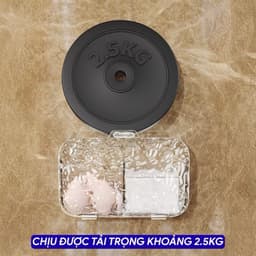 Hộp đựng bông tẩy trang 2 ngăn treo tường trong suốt vân sần STORAGE sang trọng decor phòng tắm (kèm miếng dán) 9