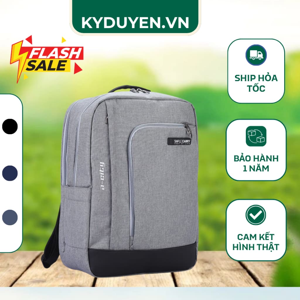 Balo Laptop Simple Carry A-City Chính Hãng, Balo Công Sở Chống Nước Chống Trộm, Đựng Laptop 15.6 Inch