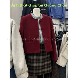 𝑨𝒏𝒏 𝑺𝒕𝒖𝒅𝒊𝒐 [Ảnh Thật - 𝐐𝐂𝐂𝐂] Áo Khoác Dạ Tweet Nữ Cúc Bọc Túi Trước Tag SALLY (50512) (Kèm móc + túi chống bụi) 9