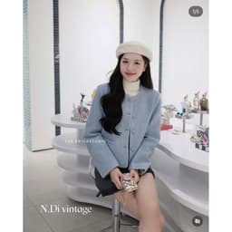 𝑨𝒏𝒏 𝑺𝒕𝒖𝒅𝒊𝒐 [Ảnh Thật - 𝐐𝐂𝐂𝐂] Áo Khoác Dạ Tweet Nữ Cúc Bọc Túi Trước Tag SALLY (50512) (Kèm móc + túi chống bụi) 4