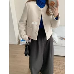 𝑨𝒏𝒏 𝑺𝒕𝒖𝒅𝒊𝒐 [Ảnh Thật - 𝐐𝐂𝐂𝐂] Áo Khoác Dạ Tweet Nữ Cúc Bọc Túi Trước Tag SALLY (50512) (Kèm móc + túi chống bụi) 5