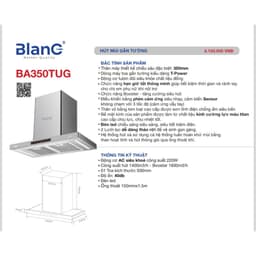 Hút mùi nhà bếp Blanc BA350TUG , BA350TUB | Cảm ứng, cảm biến vẫy tay | Động cơ DC hút siêu khỏe | BH 2 năm chính hãng 8