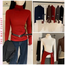 𝑨𝒏𝒏 𝑺𝒕𝒖𝒅𝒊𝒐 /𝐖𝐆𝐖𝐄/ Áo Thun Cổ Lọ Nữ WG.WE 7606, Áo Thun Cổ Cao Giữ Nhiệt Dài Tay Form Ôm Basic 1