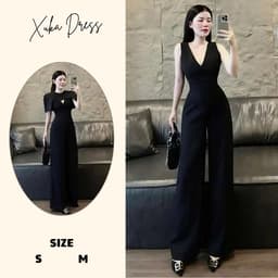 Set bộ đen dài ( sz S M L) sang trọng thanh lịch Xukadress – Set jumpsuit tay choàng dự tiệc thanh lịch, tôn dáng 2