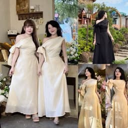 Đầm maxi dáng dài Xukadress váy voan kem lệch vai kèm nơ tôn dáng cho nữ dự tiệc thanh lịch 7