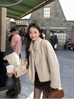 [Sẵn Kịp Tết] Áo Khoác Lông Nữ Mềm Mịn Dáng Rộng Thanh Lịch Basic Sang Trọng Tiểu Thư Hàn Quốc Thu Đông Chali K10 6